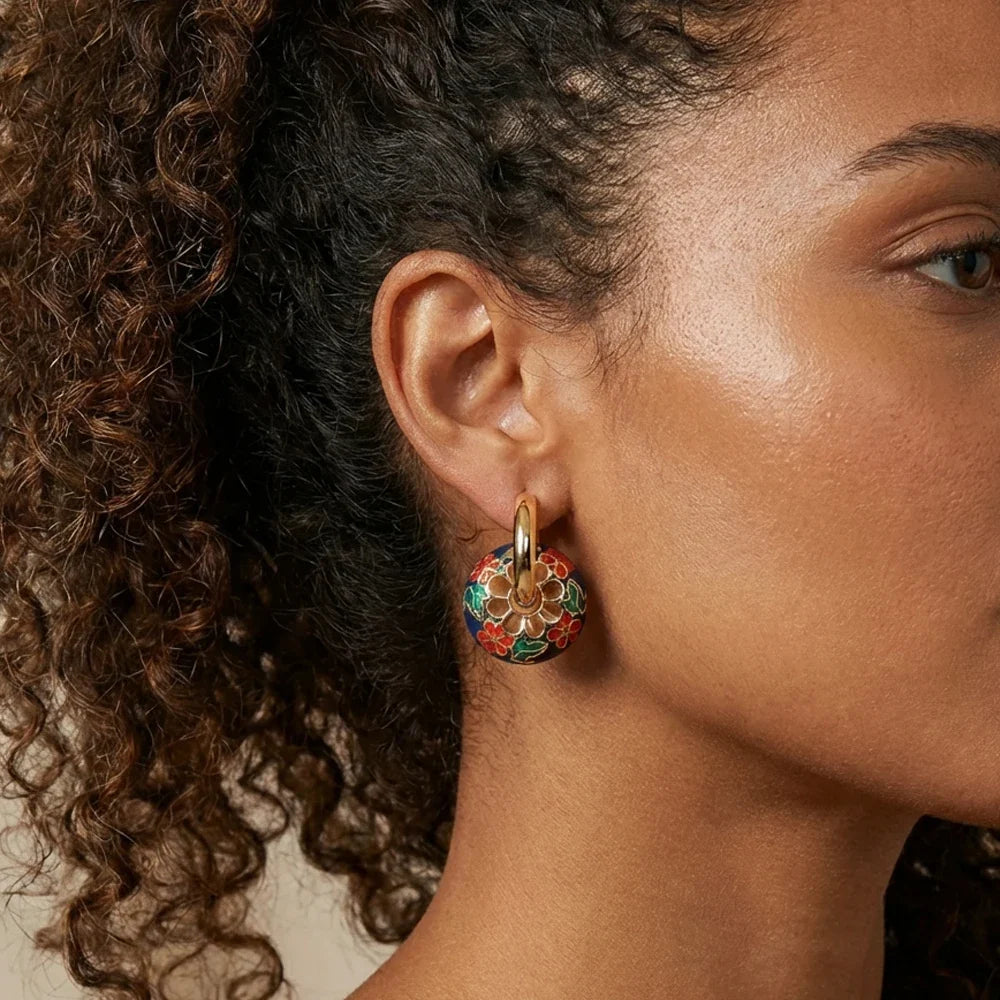 Chantilly Enamel Flower Hoops