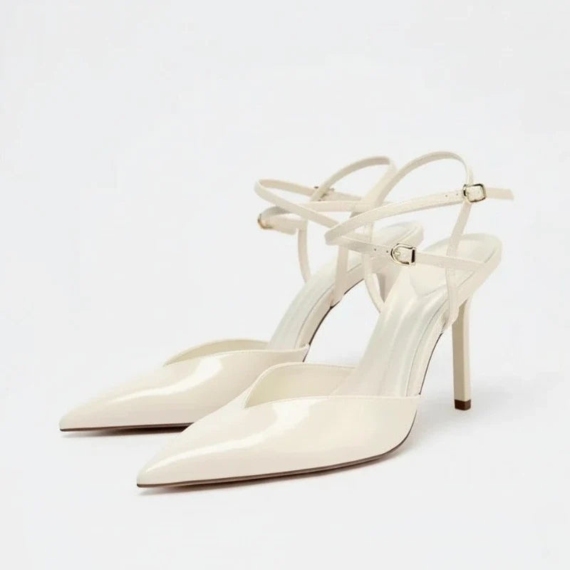 Crimson Pointed Slingback Stilettos