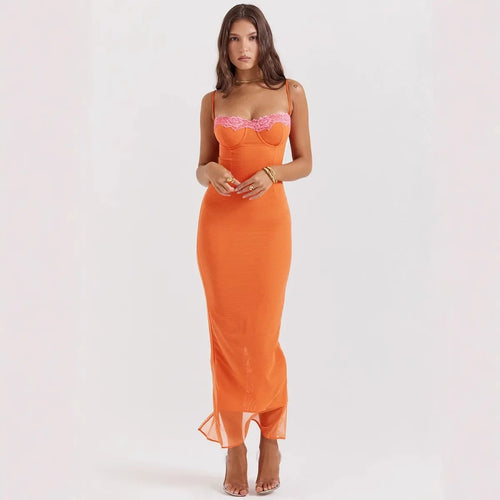 Bianka Lace-Trim Slip Maxi Dress
