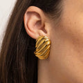 Nude Ribbed Oval Studs