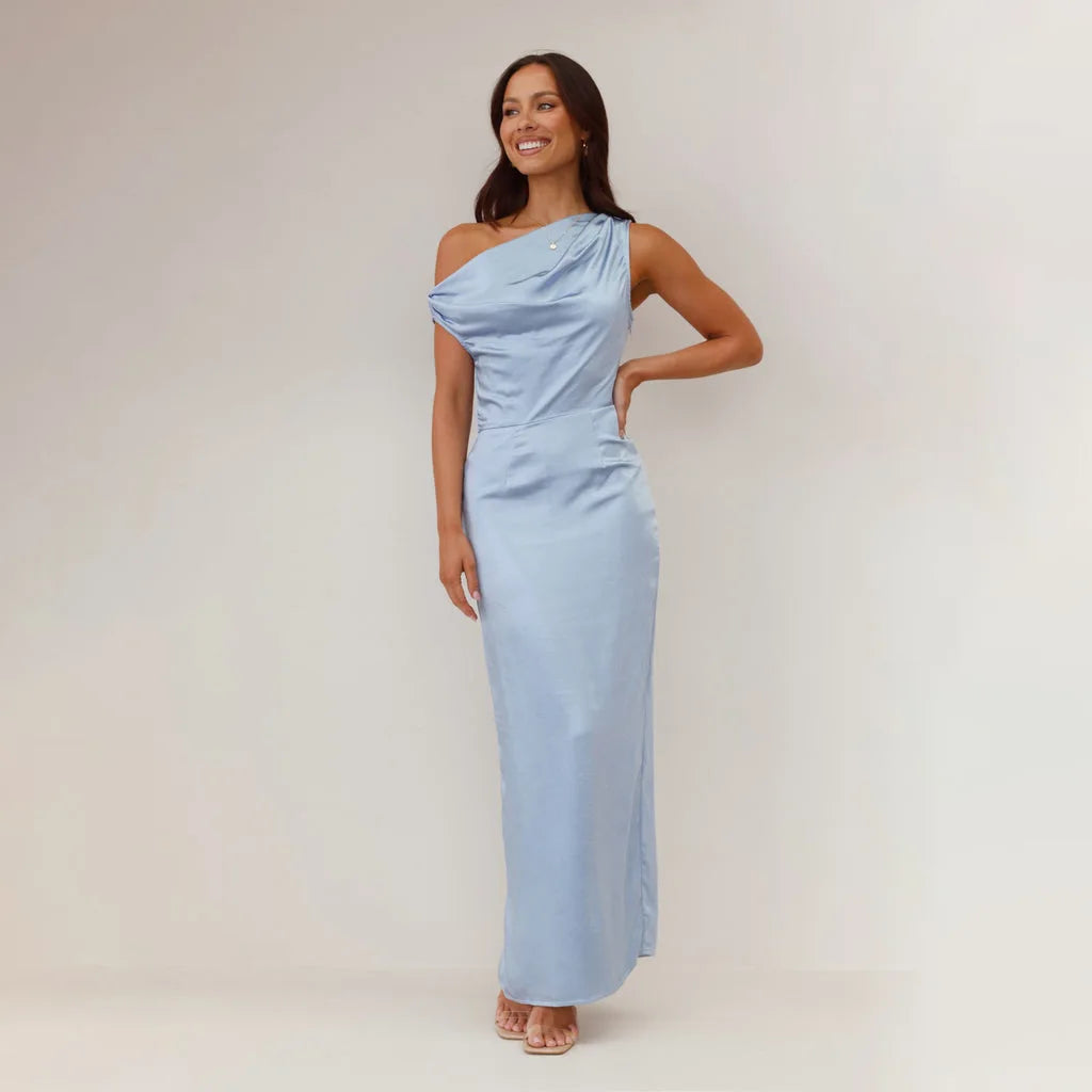 Spark One-Shoulder Satin Maxi Dress