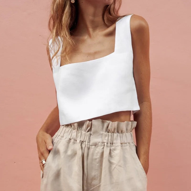 Garnet Square-Neck Crop Top