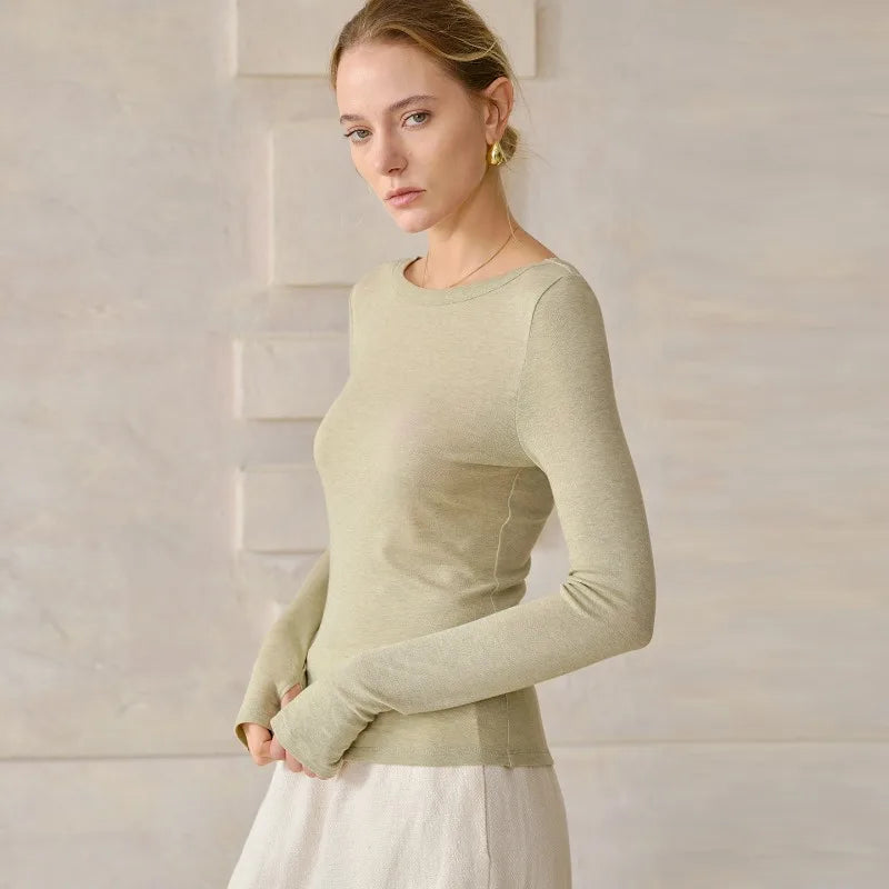 Bordeaux Lyocell-Cotton Long Sleeve Top