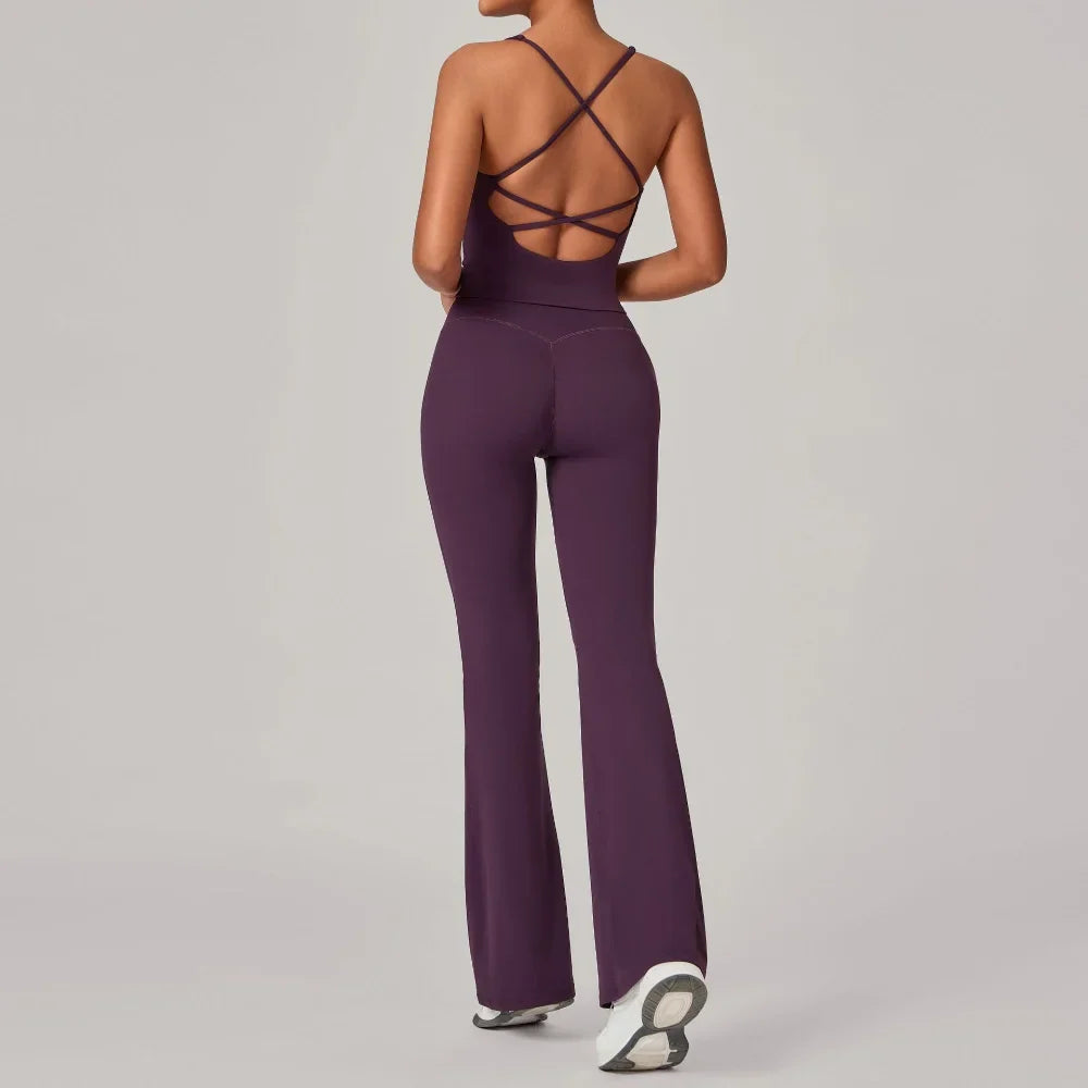 Vanilla Cross-Back Flared Jumpsuit