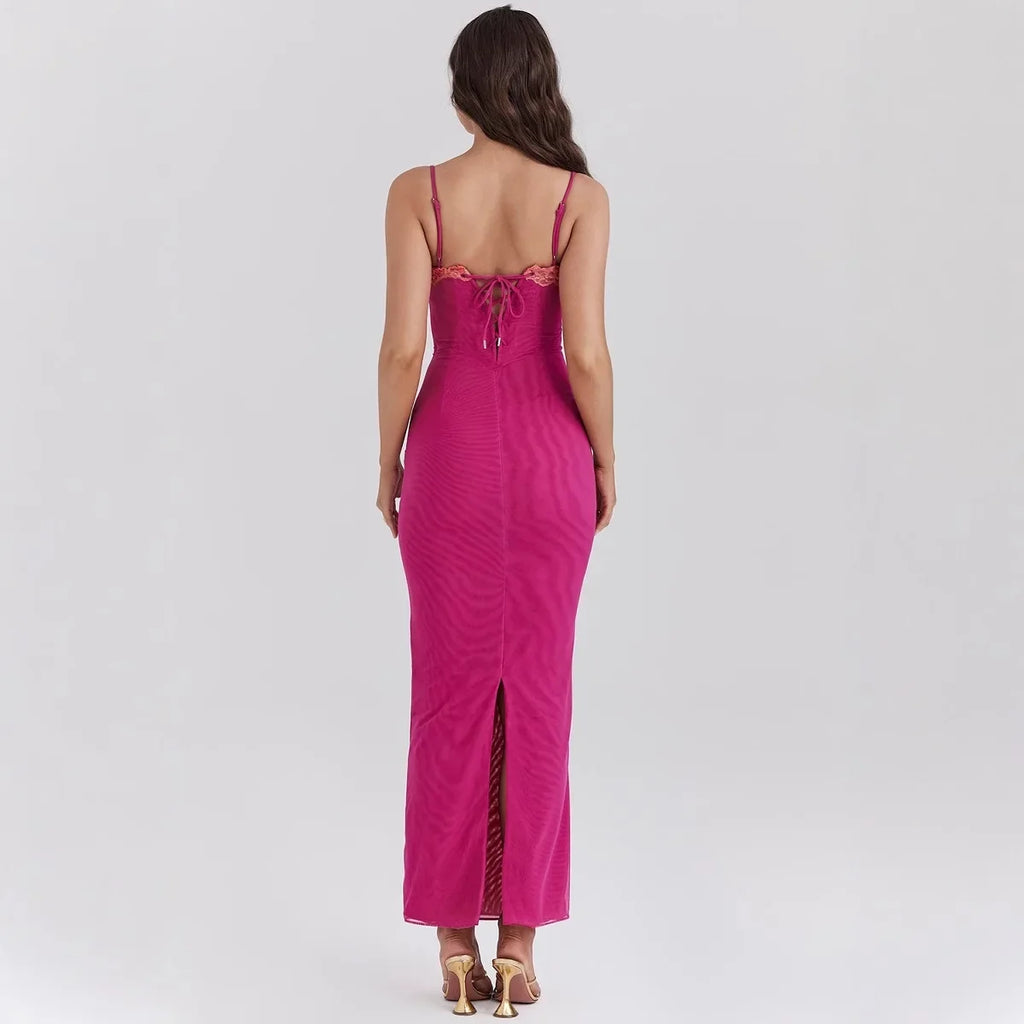 Bianka Lace-Trim Slip Maxi Dress