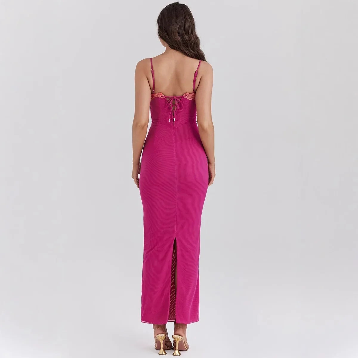 Bianka Lace-Trim Slip Maxi Dress