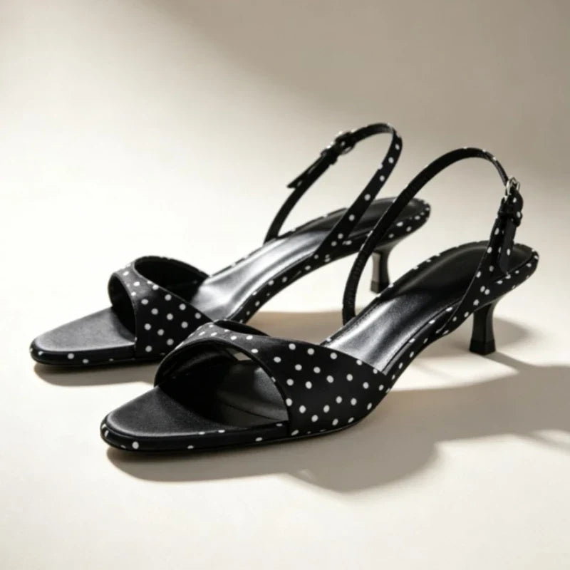 Breeze Satin Polka Dot Kitten Heels