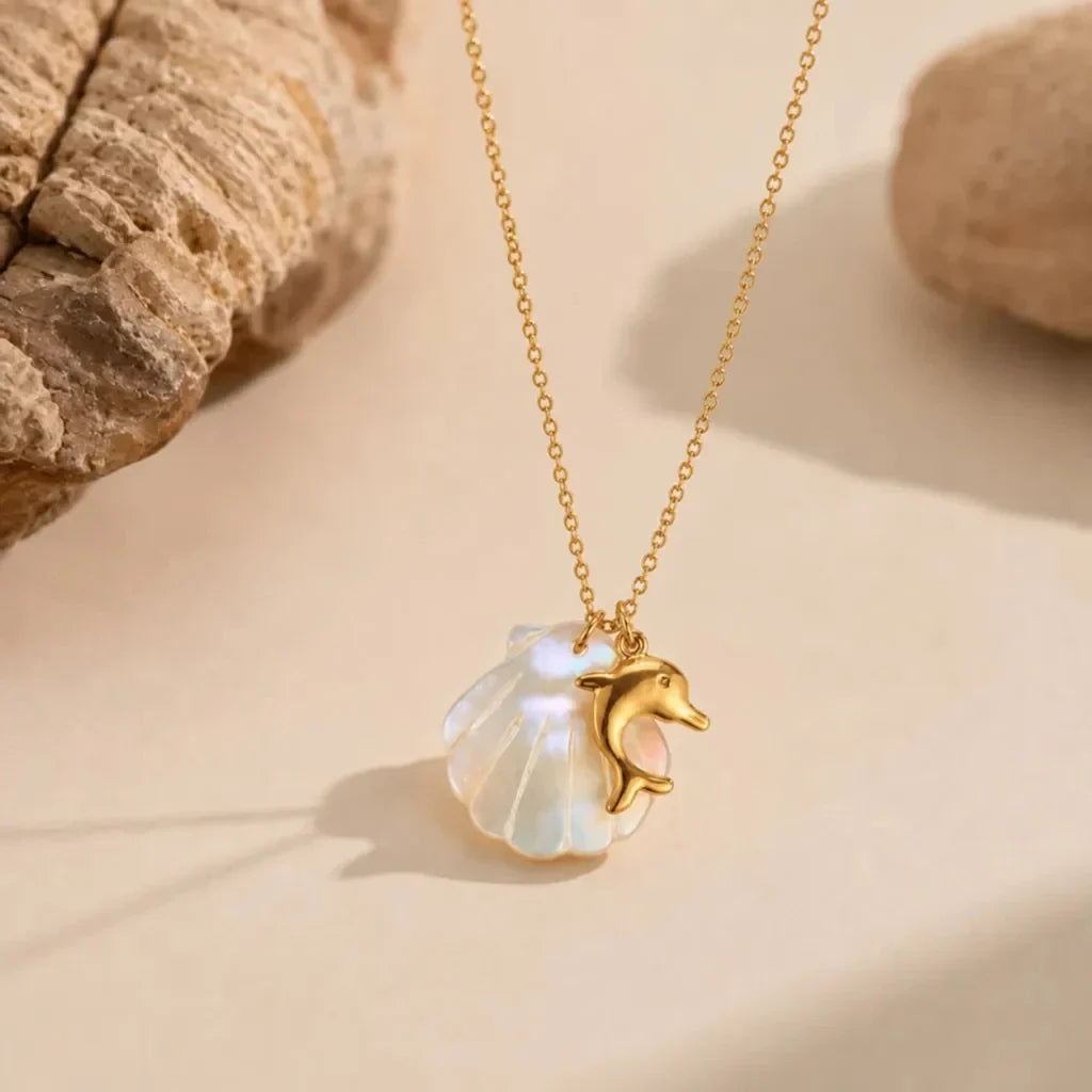 Moonstone Sea Charm Necklace