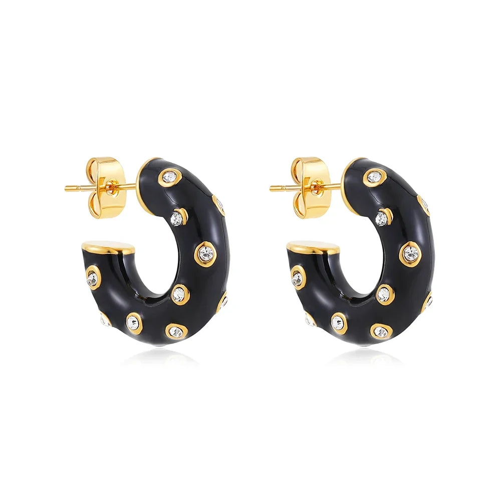 Copper Enamel Colour-Block Hoops