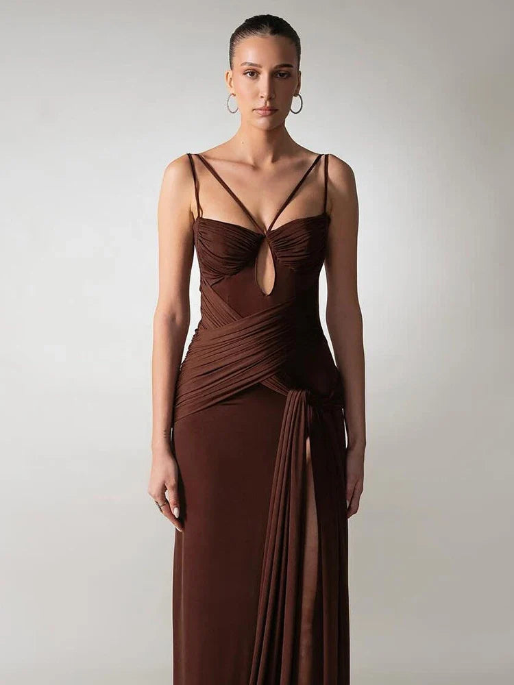 Lagoon Thin Strap High-Slit Maxi Dress