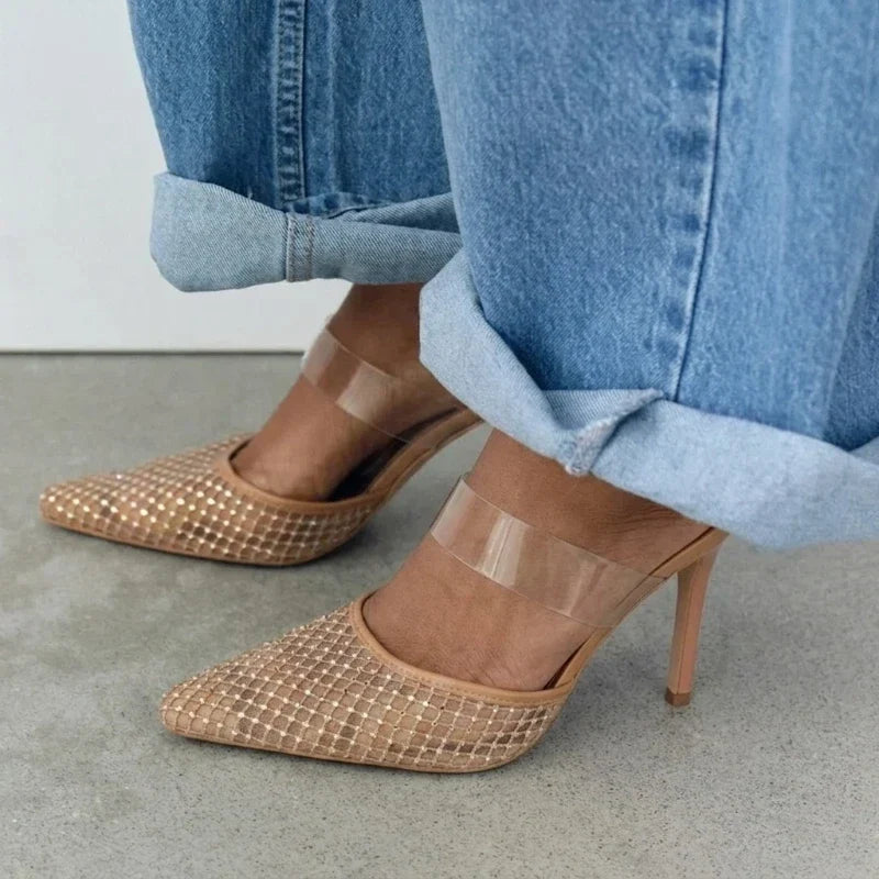Layla Crystal Mesh Mules