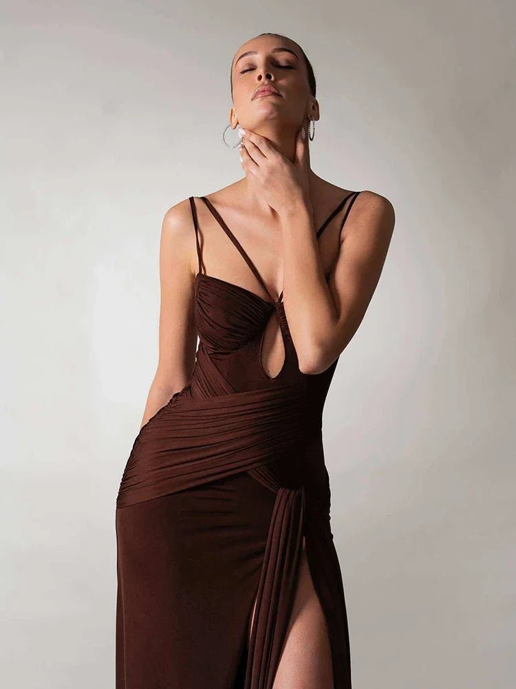 Lagoon Thin Strap High-Slit Maxi Dress