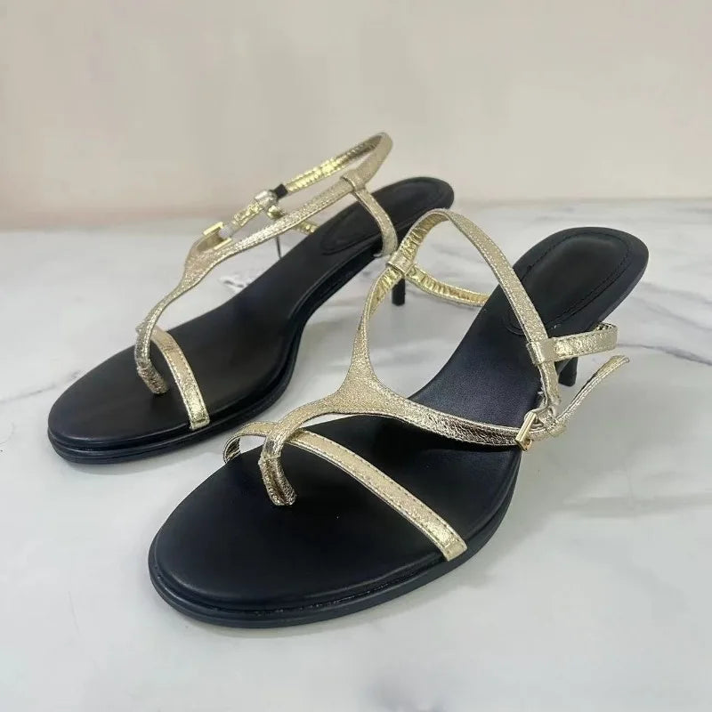 Reverie Gold Buckle Strap Heels