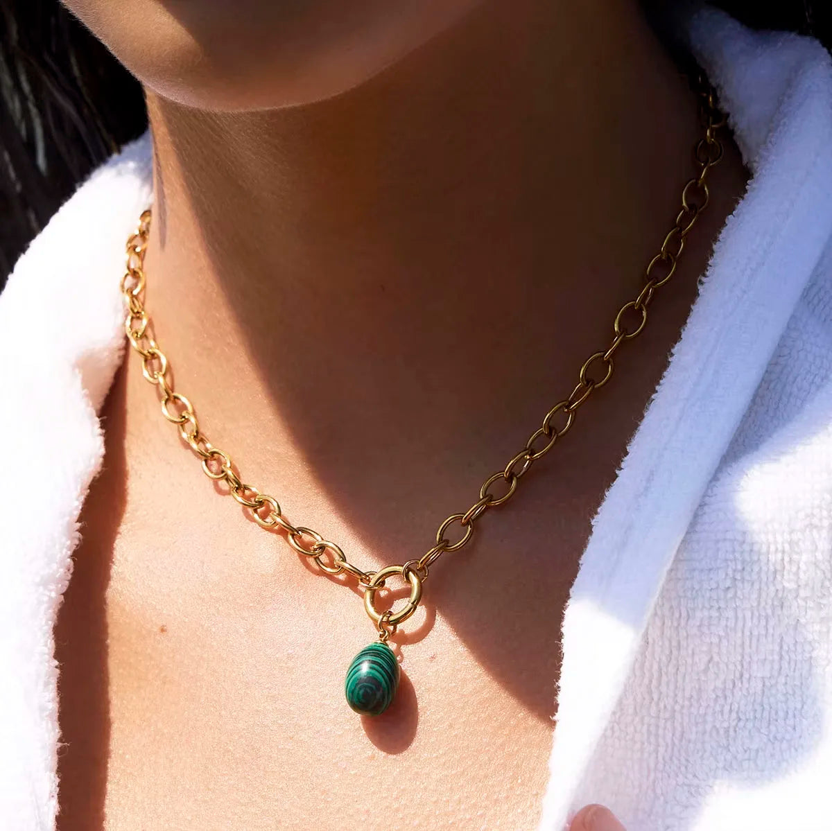 Amazonite Oval Stone Pendant Necklace