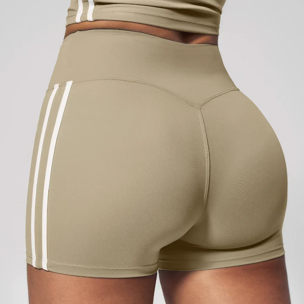 Merlot Striped High-Waist Shorts