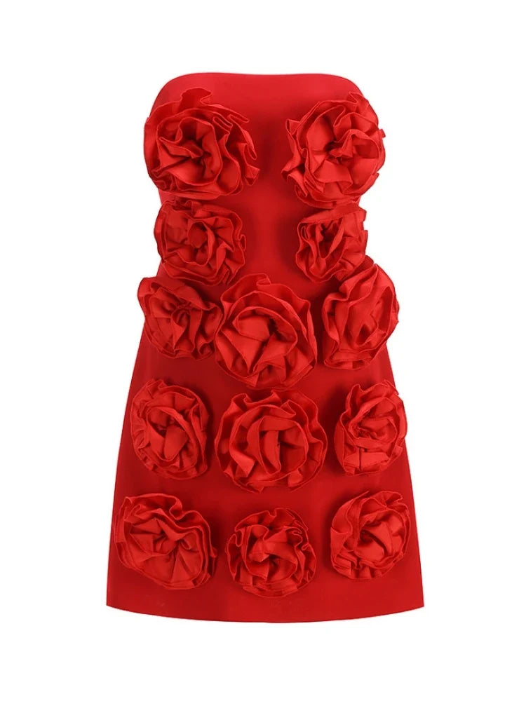 Cerulean 3D Floral Mini Dress