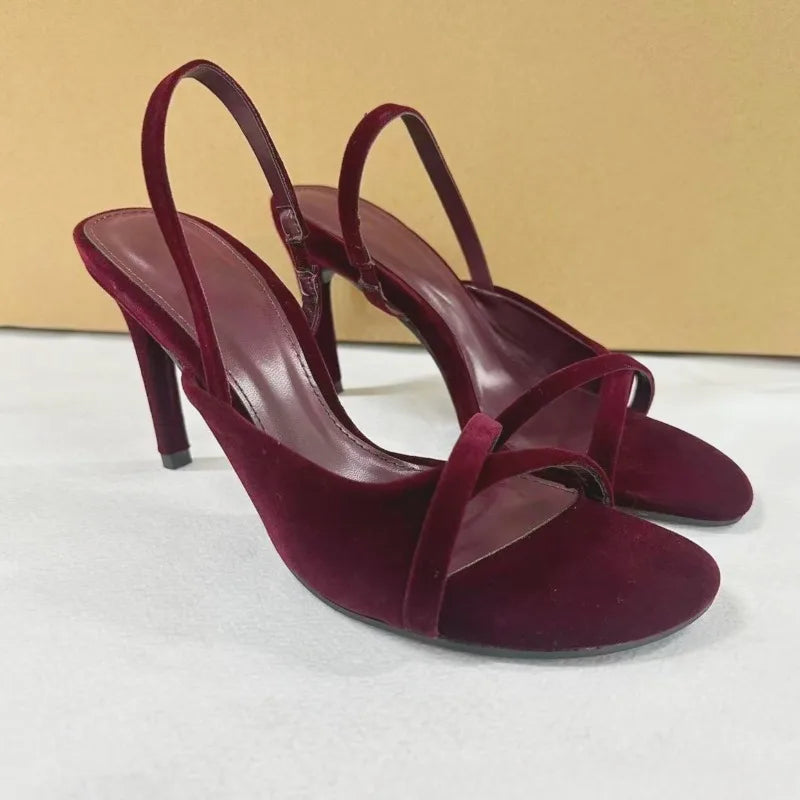 Willow Velvet Cross-Strap Sandals