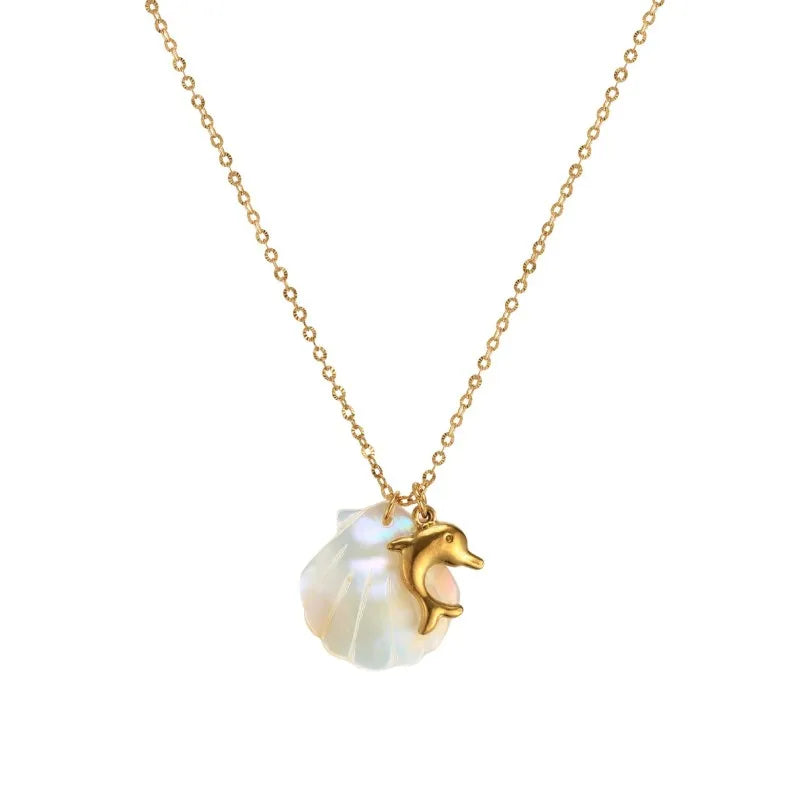 Moonstone Sea Charm Necklace