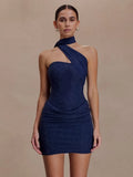 Royal Beaded Mini Dress with Scarf