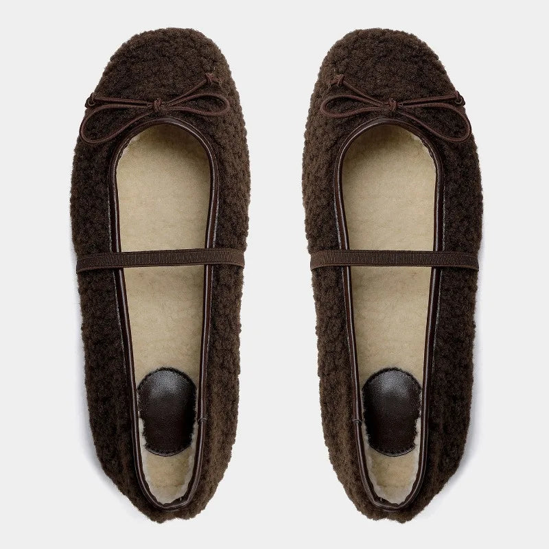 Alma Fur-Lined Bow Flats