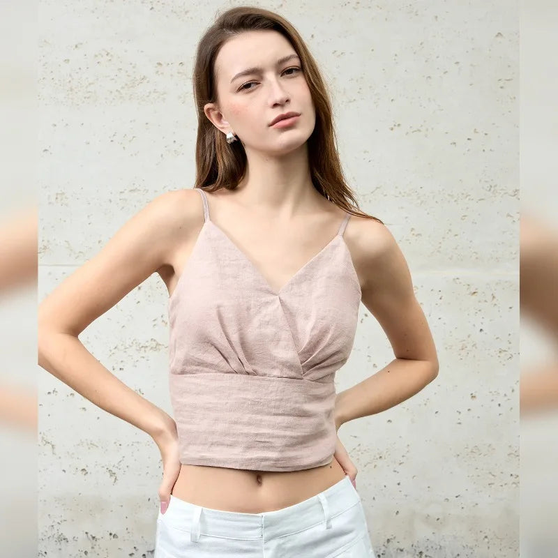 Turquoise Strappy V-Neck Crop Top