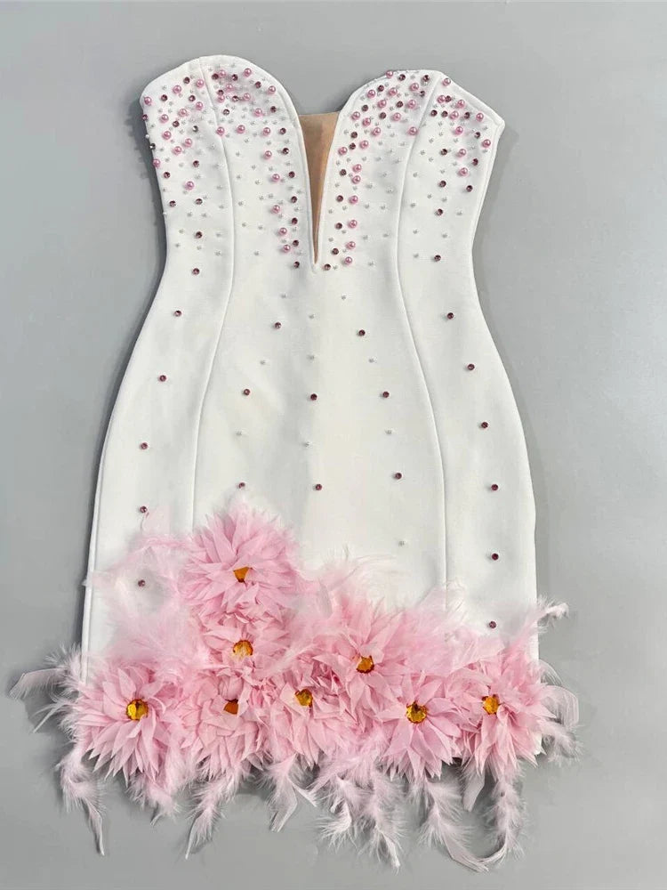 Stella Strapless Pearl Mini Dress