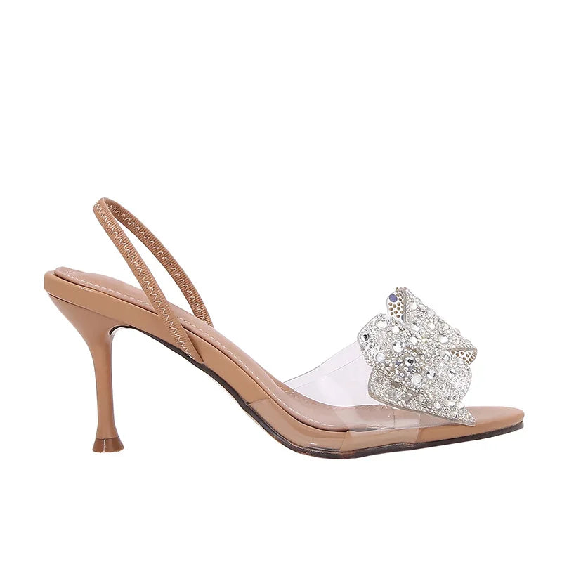 Cora Clear-Strap Bow Heels
