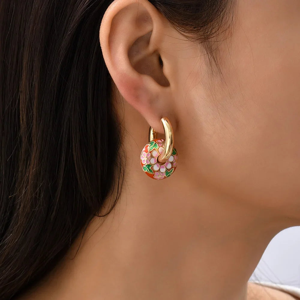 Chantilly Enamel Flower Hoops