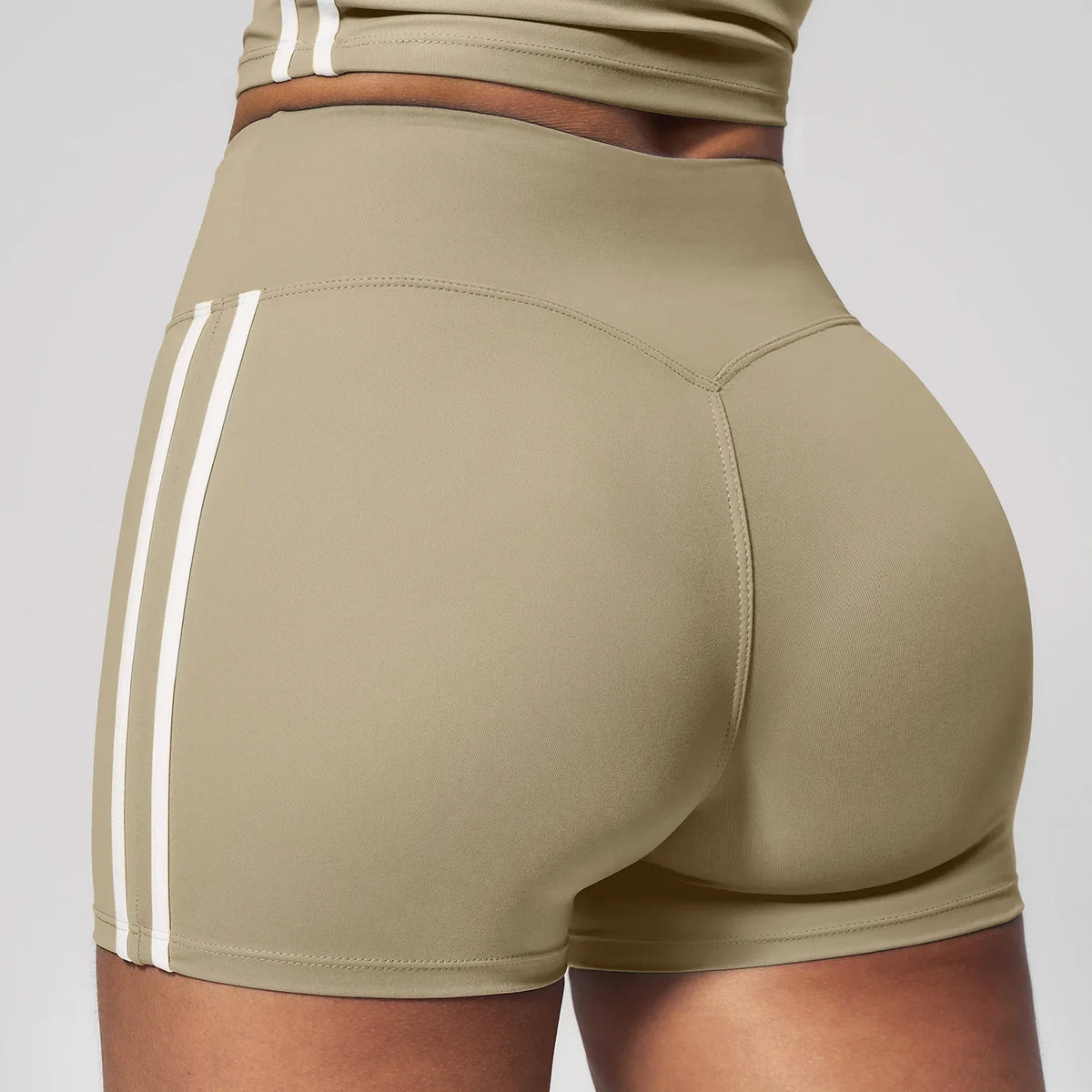 Merlot Striped High-Waist Shorts
