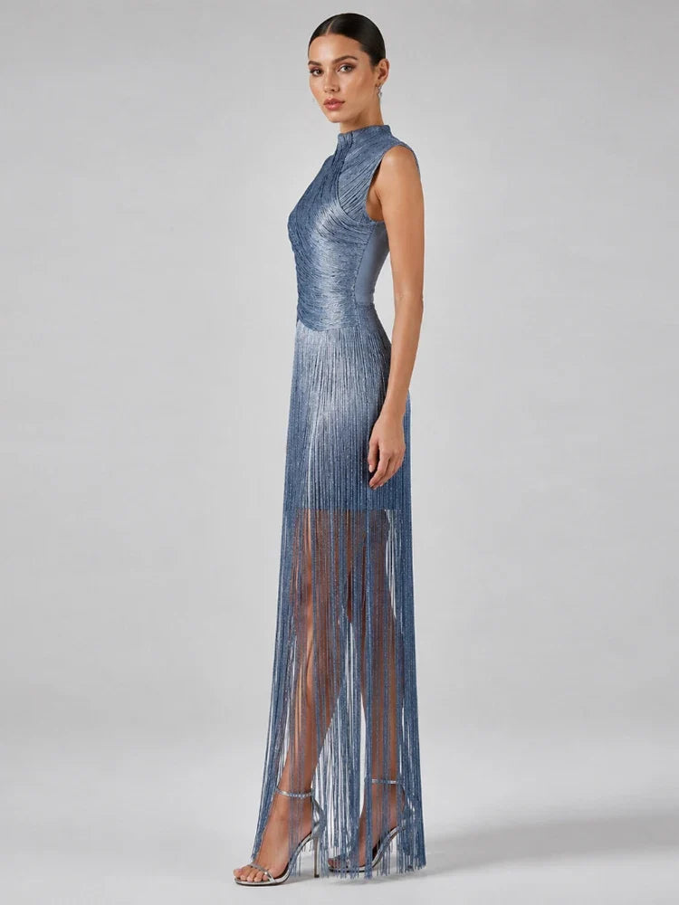 Lime Fringe Trim Bandage Mini Dress