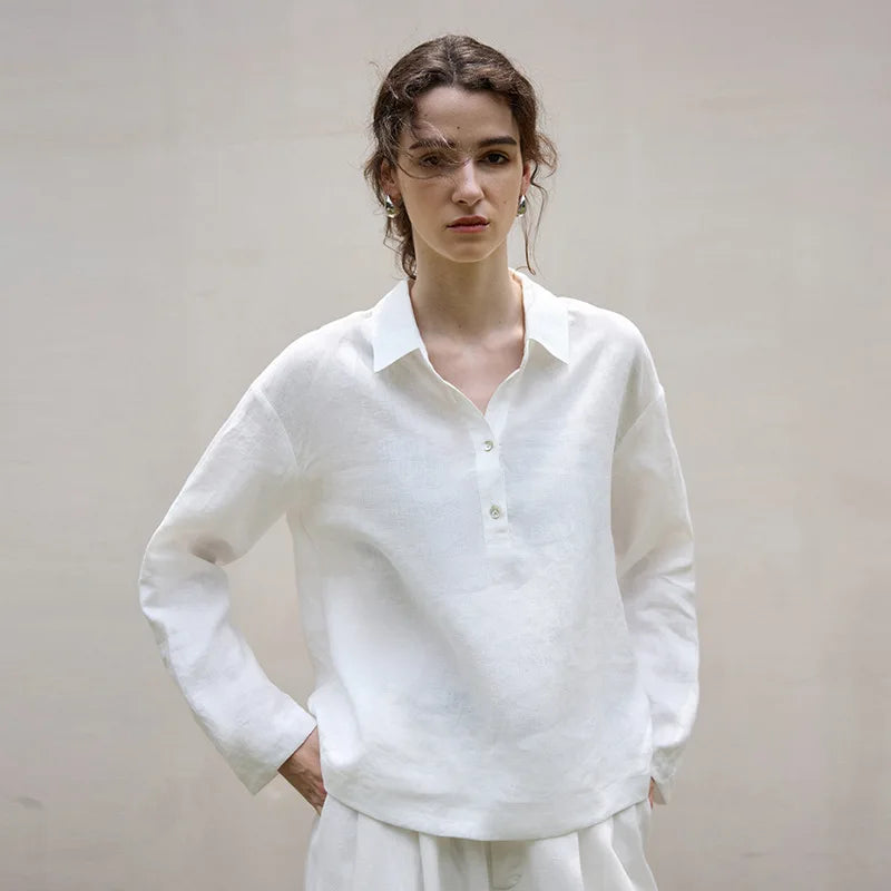 Sapphire Linen Polo Shirt