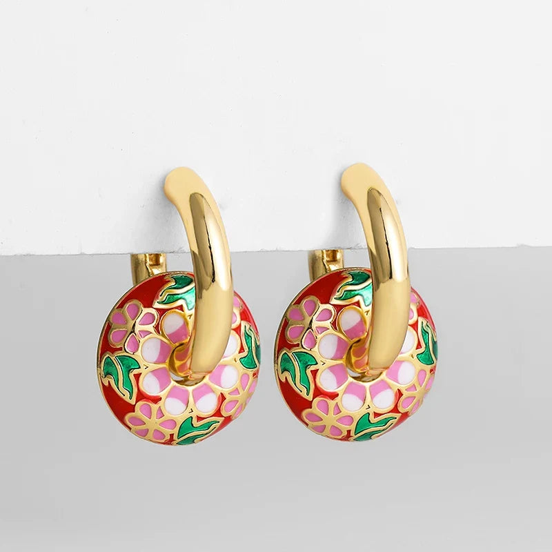 Chantilly Enamel Flower Hoops