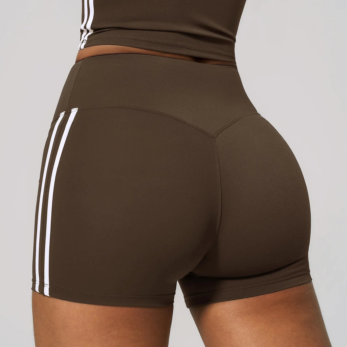 Merlot Striped High-Waist Shorts