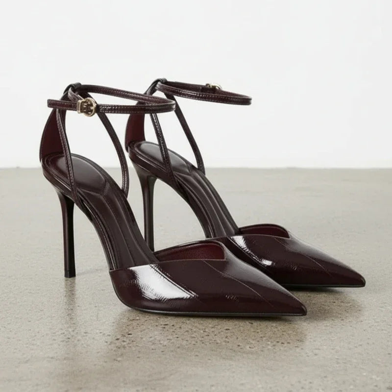 Adira Patent Ankle-Strap Heels
