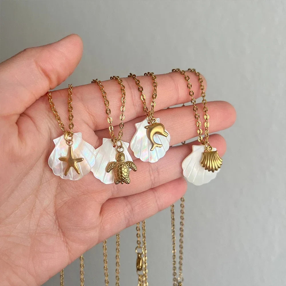 Moonstone Sea Charm Necklace