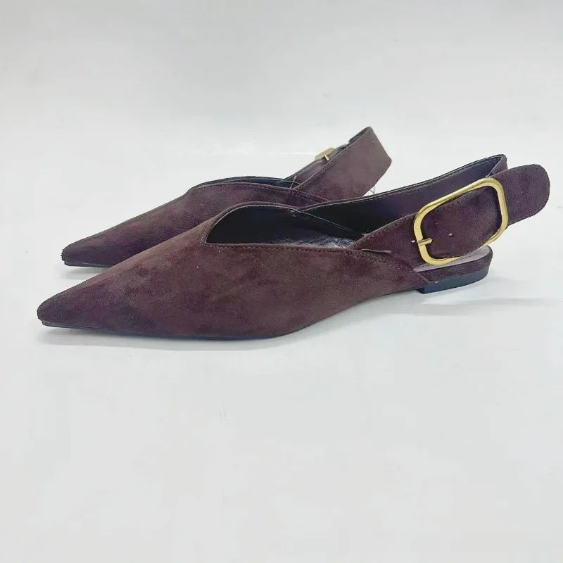 Amara Suede Pointed Slingback Flats