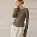 Bordeaux Lyocell-Cotton Long Sleeve Top