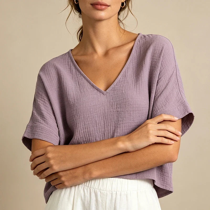 Scarlet Muslin V-Neck Shirt