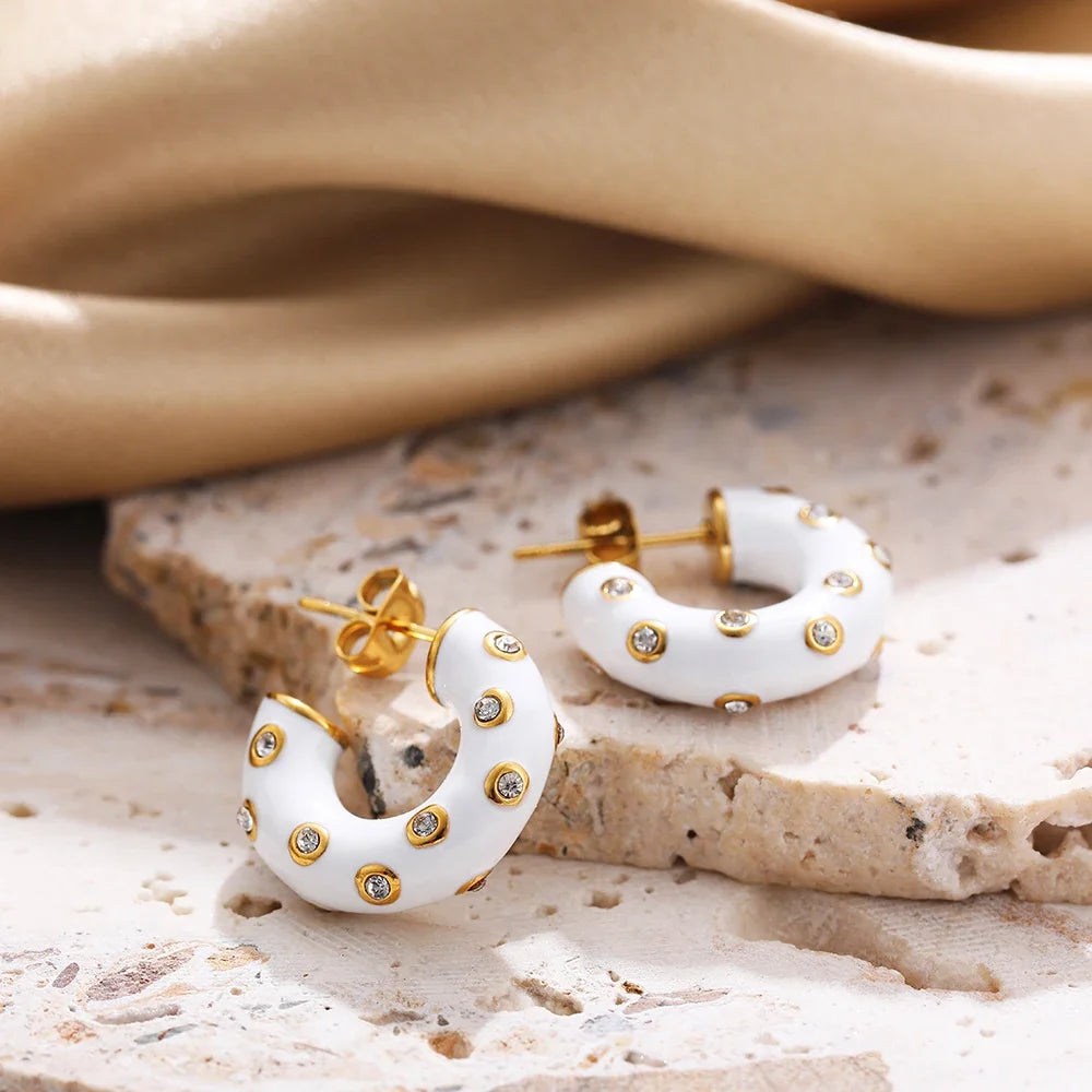 Copper Enamel Colour-Block Hoops