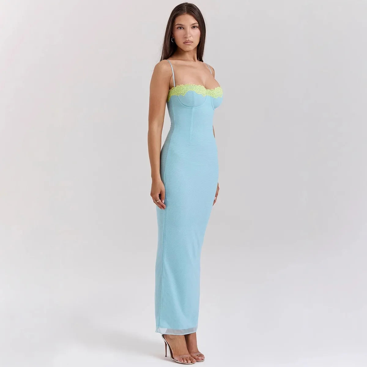 Bianka Lace-Trim Slip Maxi Dress