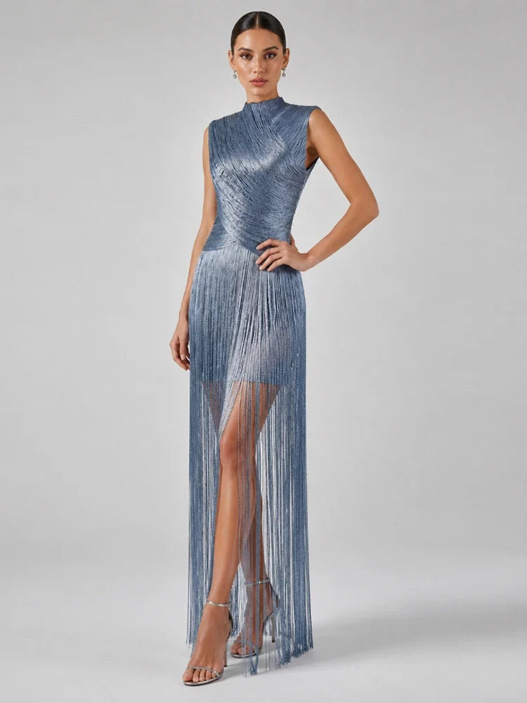 Lime Fringe Trim Bandage Mini Dress