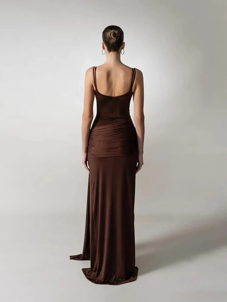 Lagoon Thin Strap High-Slit Maxi Dress