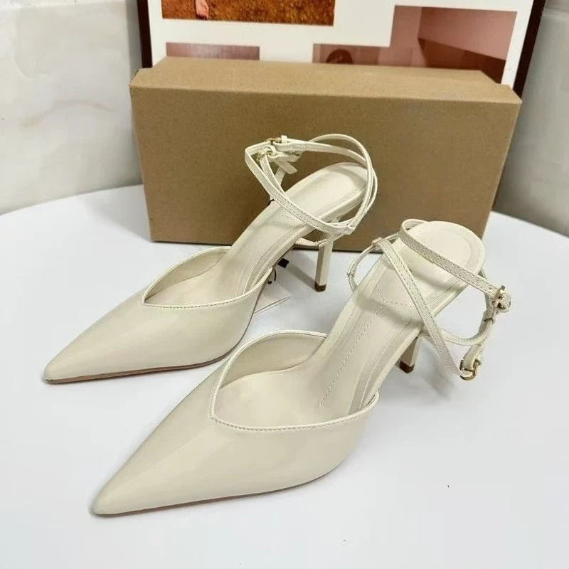 Crimson Pointed Slingback Stilettos