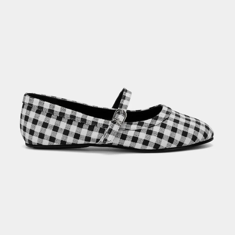 Ella Retro Check Buckle Flats
