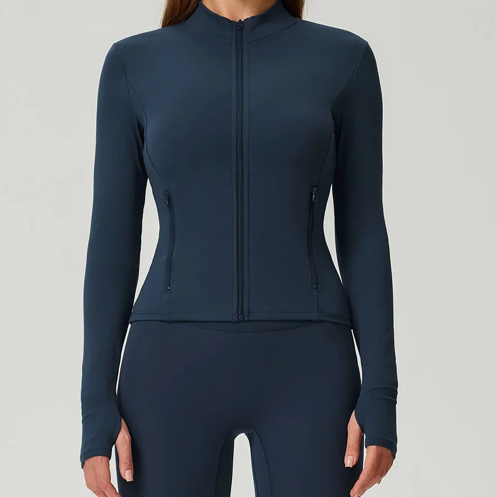 Mustard Cropped Zip Sport Jacket