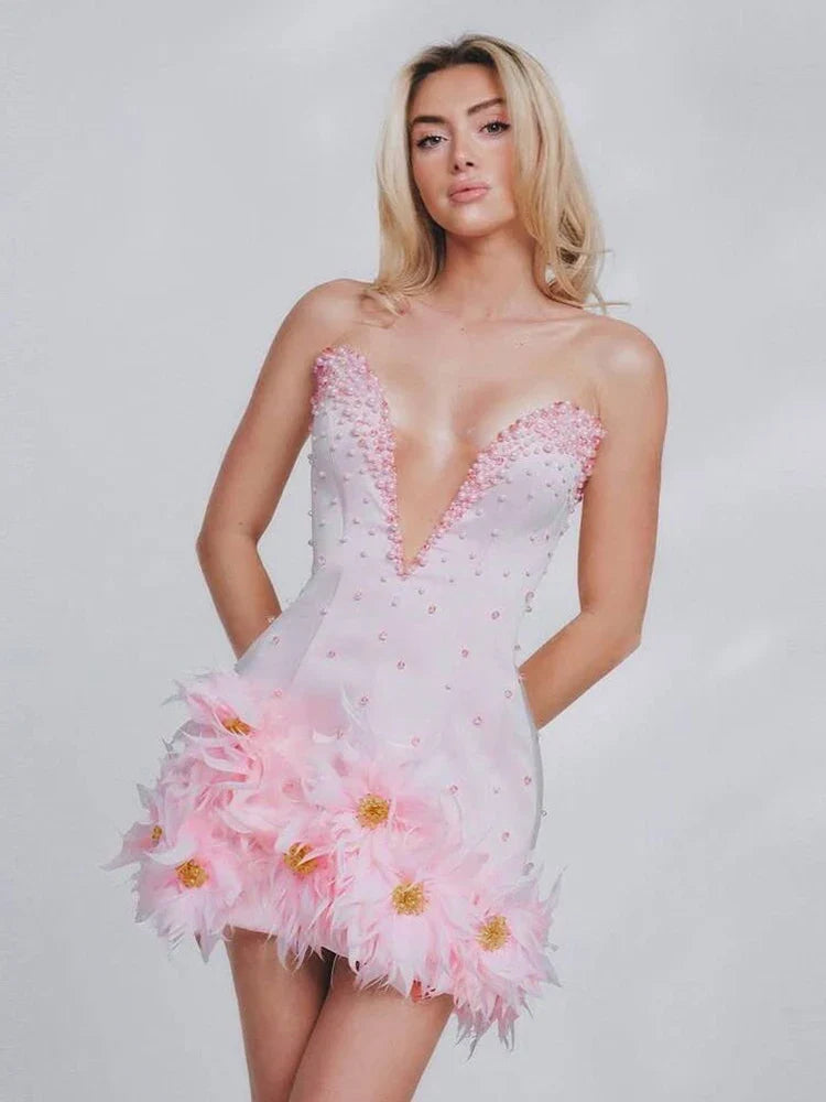 Stella Strapless Pearl Mini Dress