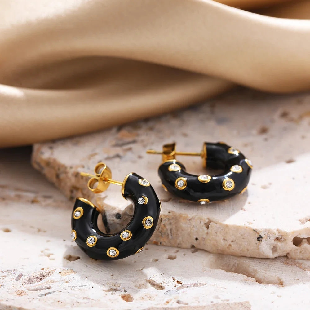 Copper Enamel Colour-Block Hoops