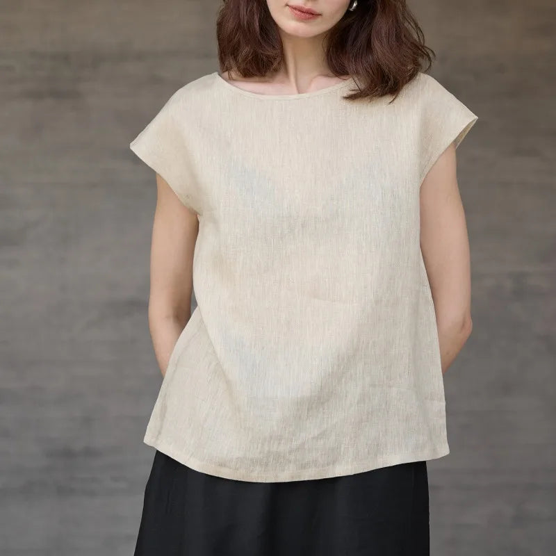 Plum Vintage Linen Tee
