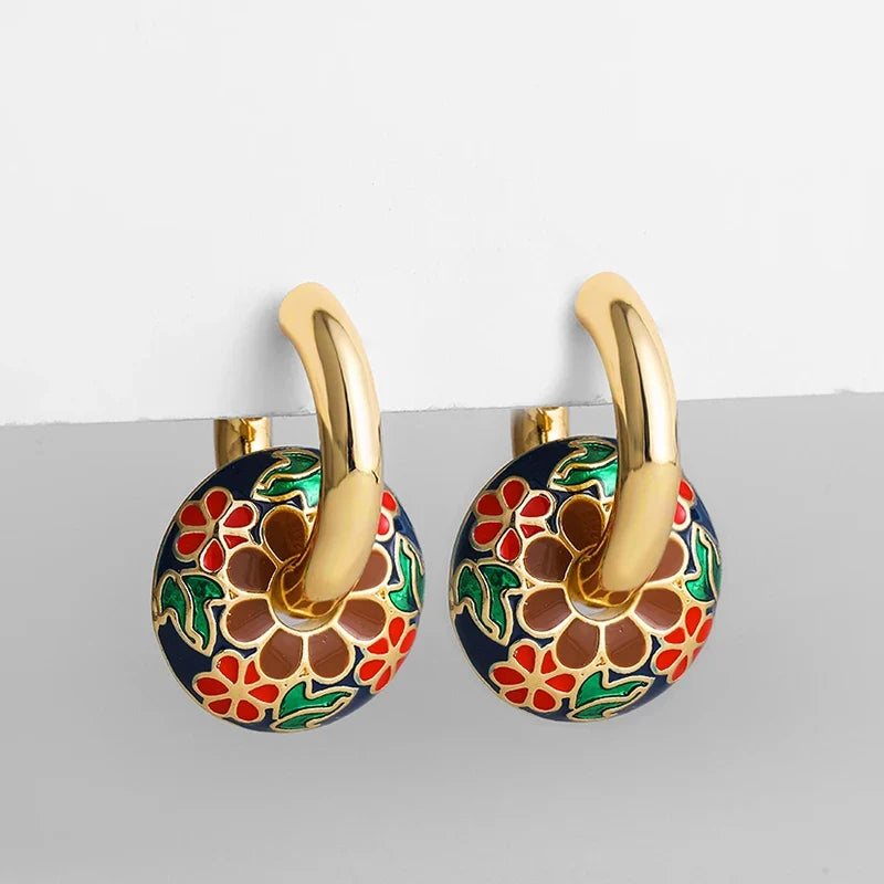 Chantilly Enamel Flower Hoops
