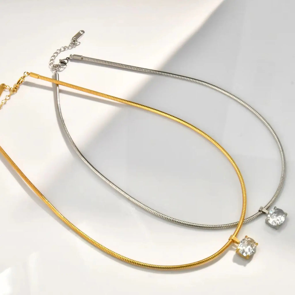 Peridot Geometric Zircon Necklace